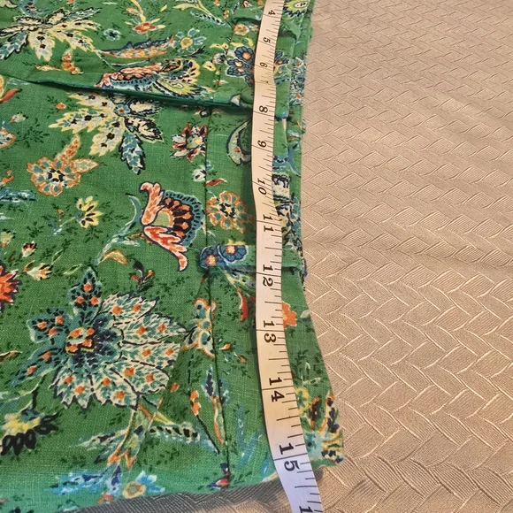 Talbots Green Floral Linen Blend Shorts Women’s Size 4 High Rise Summer - Picture 8 of 10